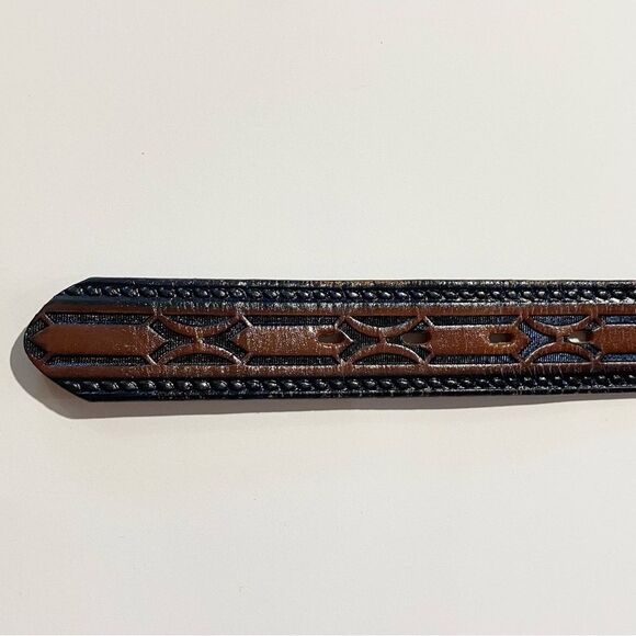 Vintage Hand Stained Latitan Tooled Leather Belt Women\'s Size 34 Western Cowgirl main image 4